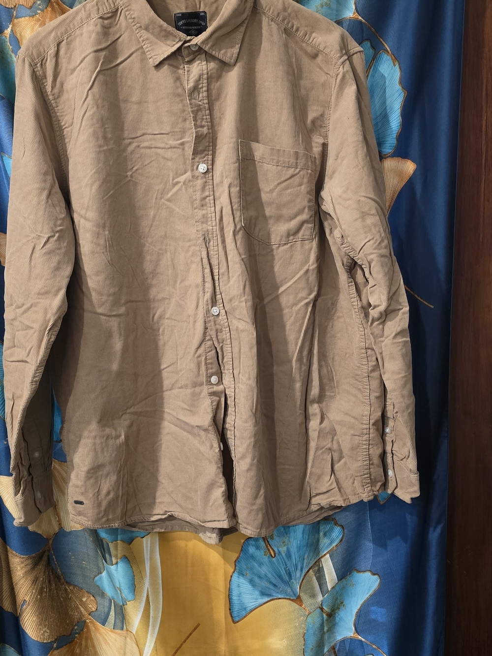 Lucky Brand Men's Light Brown Button-Up Corduroy Shirt